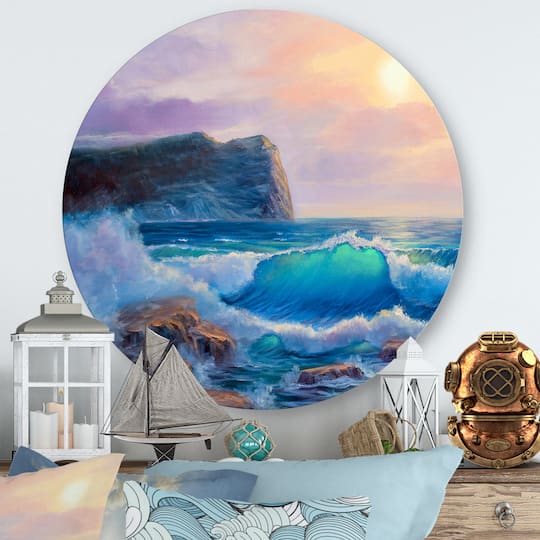 Designart - Blue Waves Breaking At The Beach III